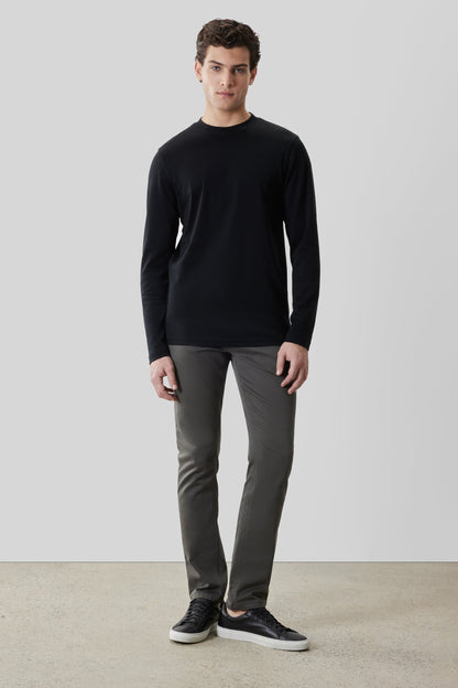 Men's Pima Cotton Long Sleeve Crew Neck T-Shirt in Black