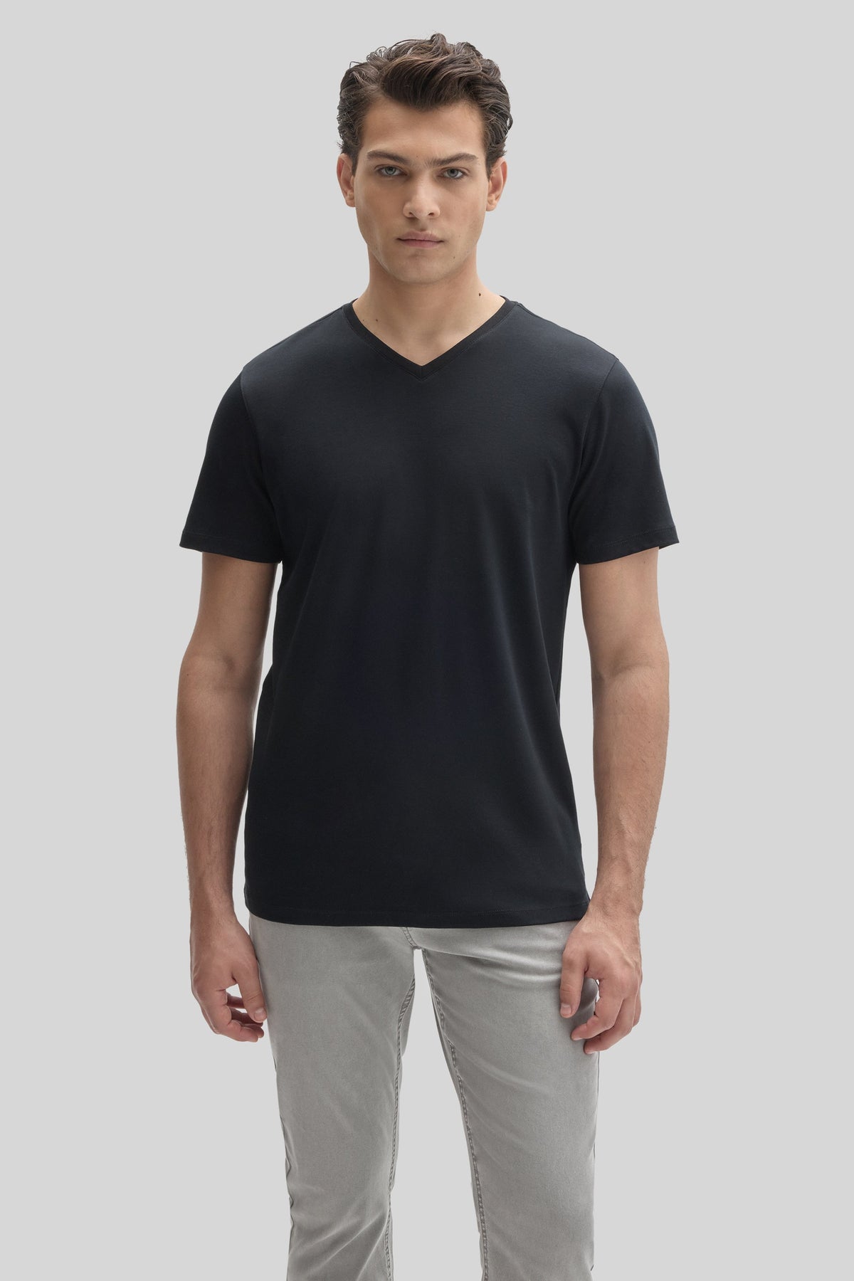 Men's Pima Cotton V-Neck T-Shirt in Black