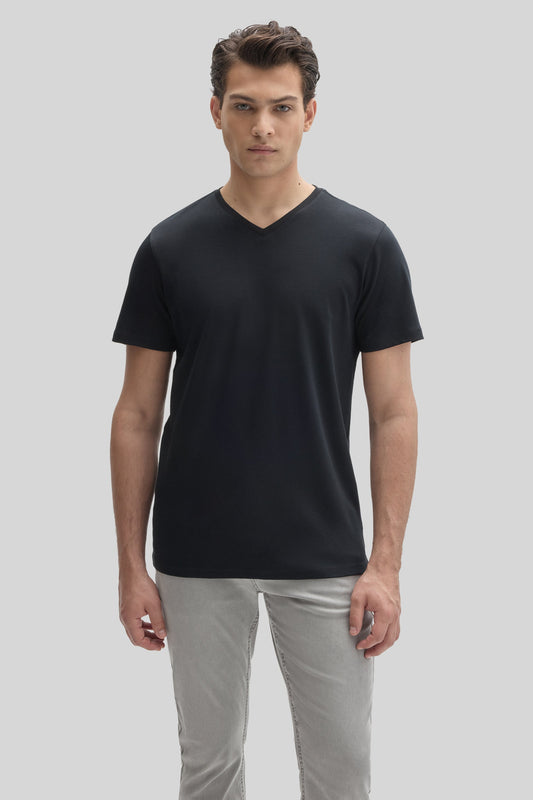 Men's Pima Cotton V-Neck T-Shirt in Black