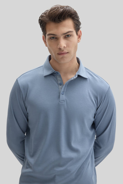 The Barakett Long Sleeve Herringbone Polo