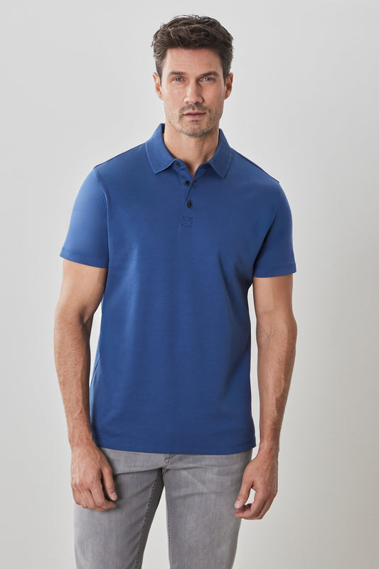 Men's Pima Cotton Polo Shirt in Blue