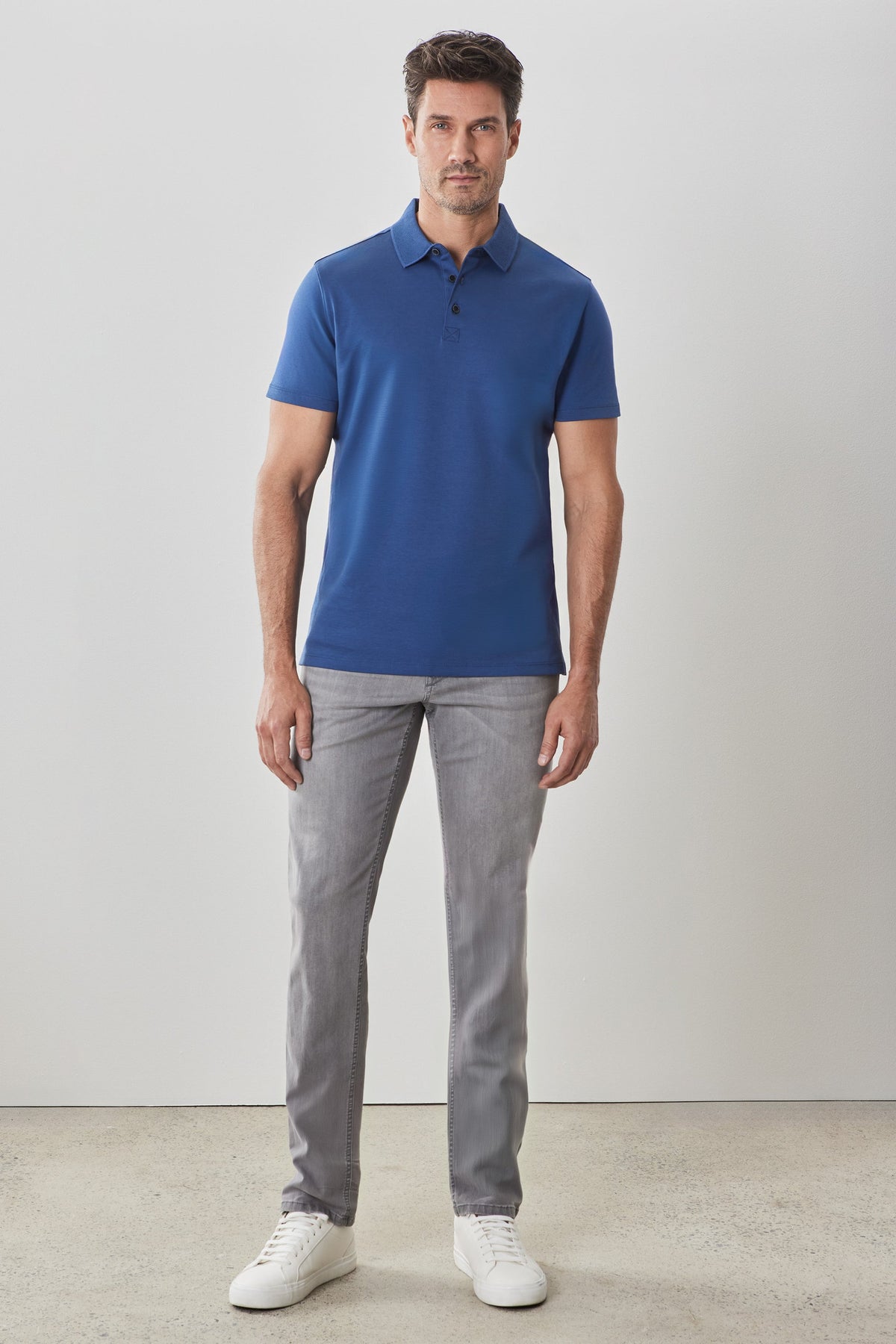 Men's Pima Cotton Polo Shirt in Blue