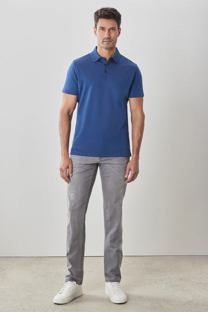 Men's Pima Cotton Polo Shirt in Blue