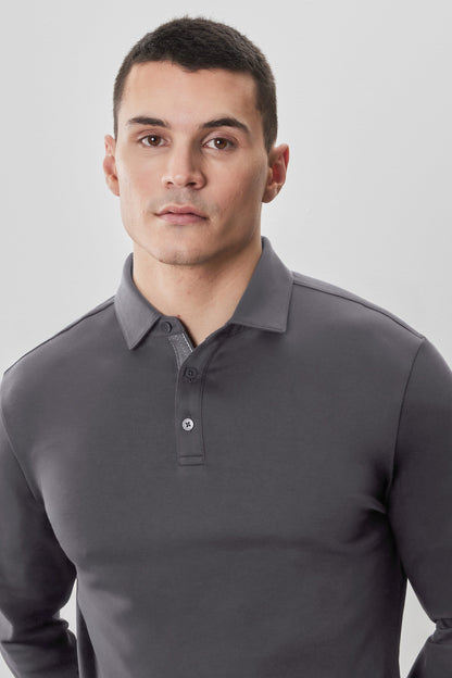 The Barakett Long Sleeve Herringbone Polo