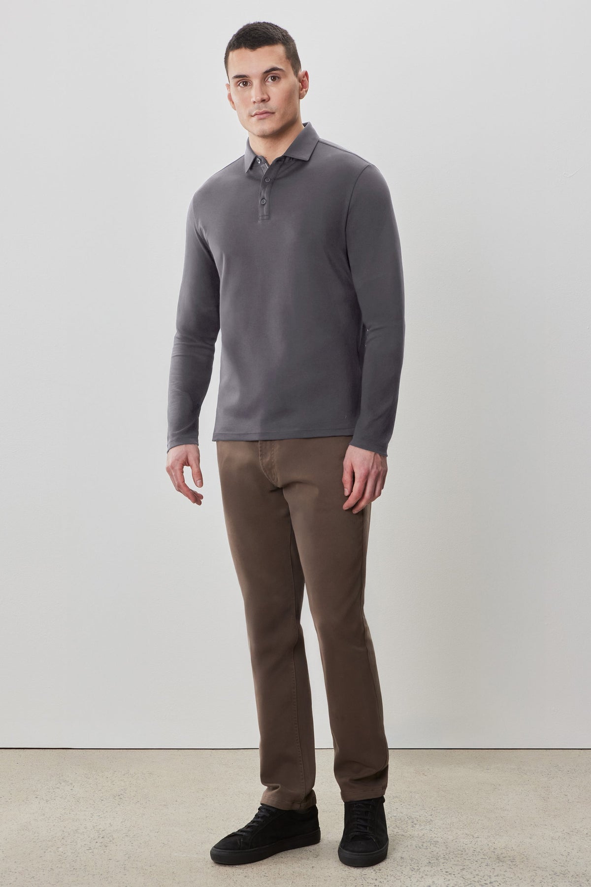 The Barakett Long Sleeve Herringbone Polo