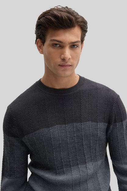 Marchetti Herringbone Crewneck Sweater