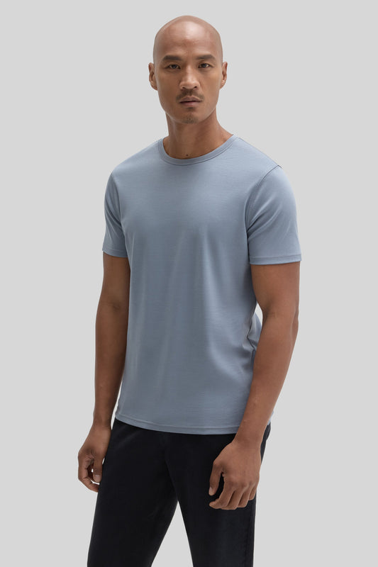 Men's Metallic Blue Pima Cotton Crew Neck Tee