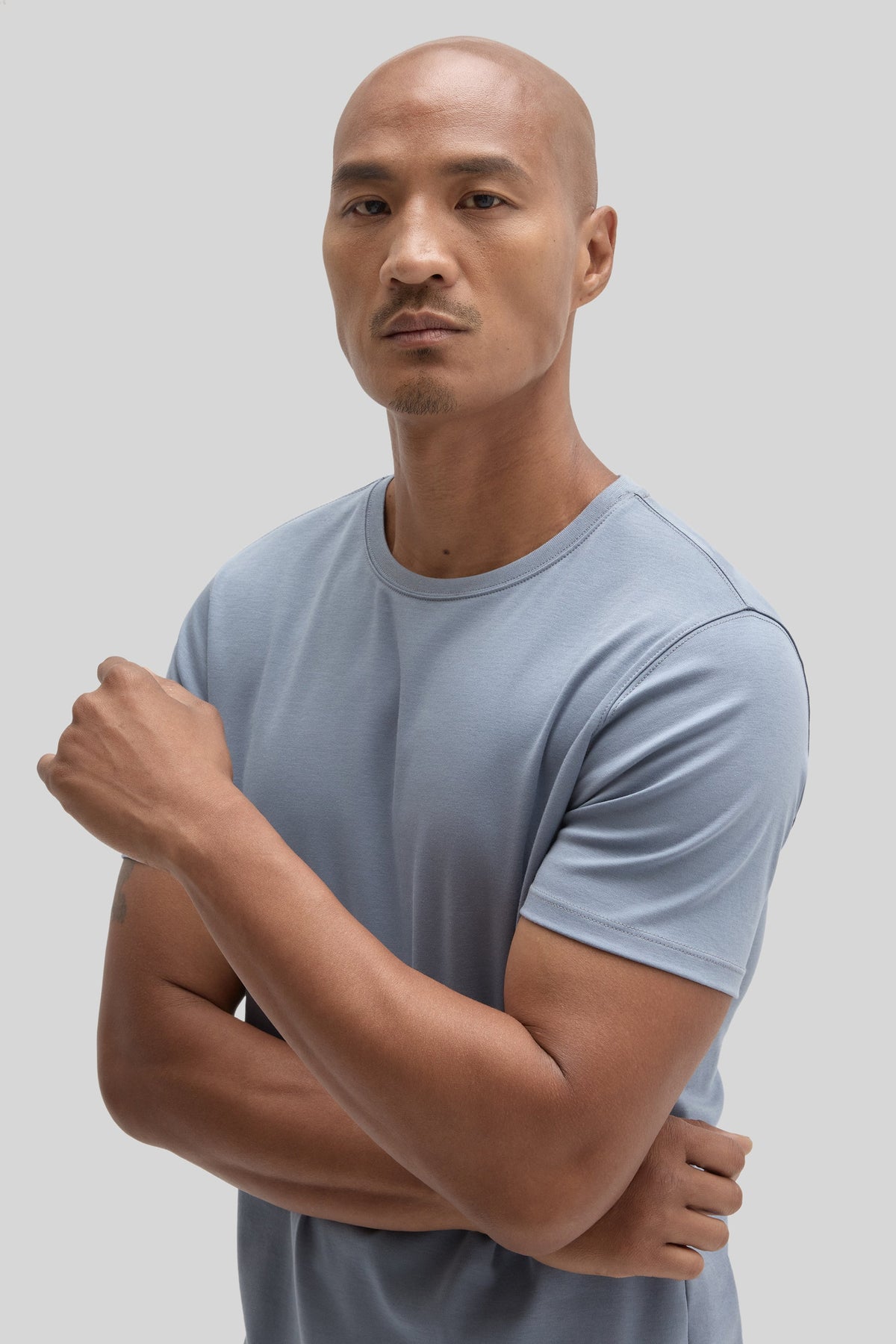 Men's Metallic Blue Pima Cotton Crew Neck Tee