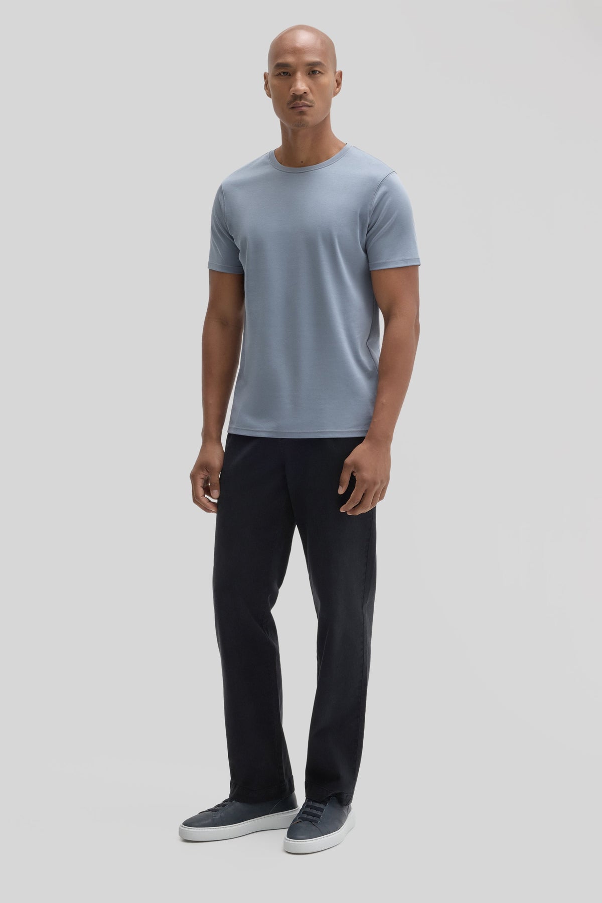 Men's Metallic Blue Pima Cotton Crew Neck Tee