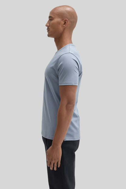 Men's Metallic Blue Pima Cotton Crew Neck Tee