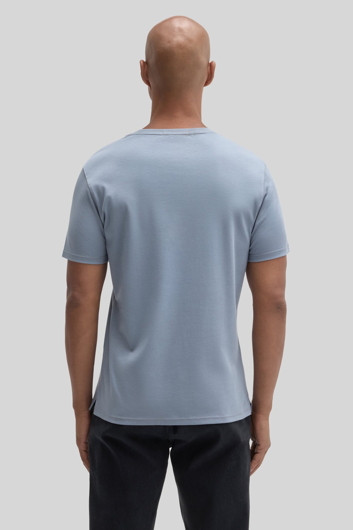 Men's Metallic Blue Pima Cotton Crew Neck Tee