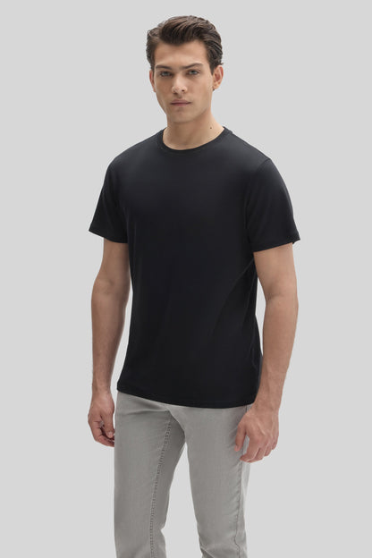 Men's Pima Cotton Crew Neck T-Shirt in Black