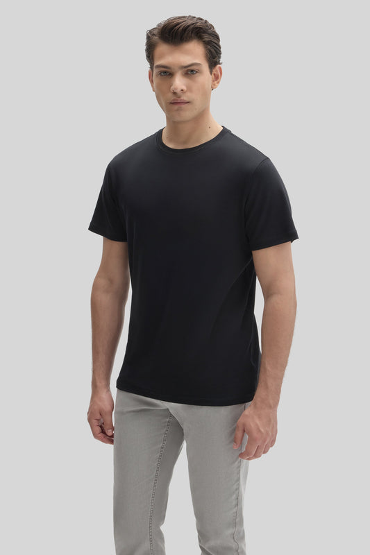 Men's Pima Cotton Crew Neck T-Shirt in Black