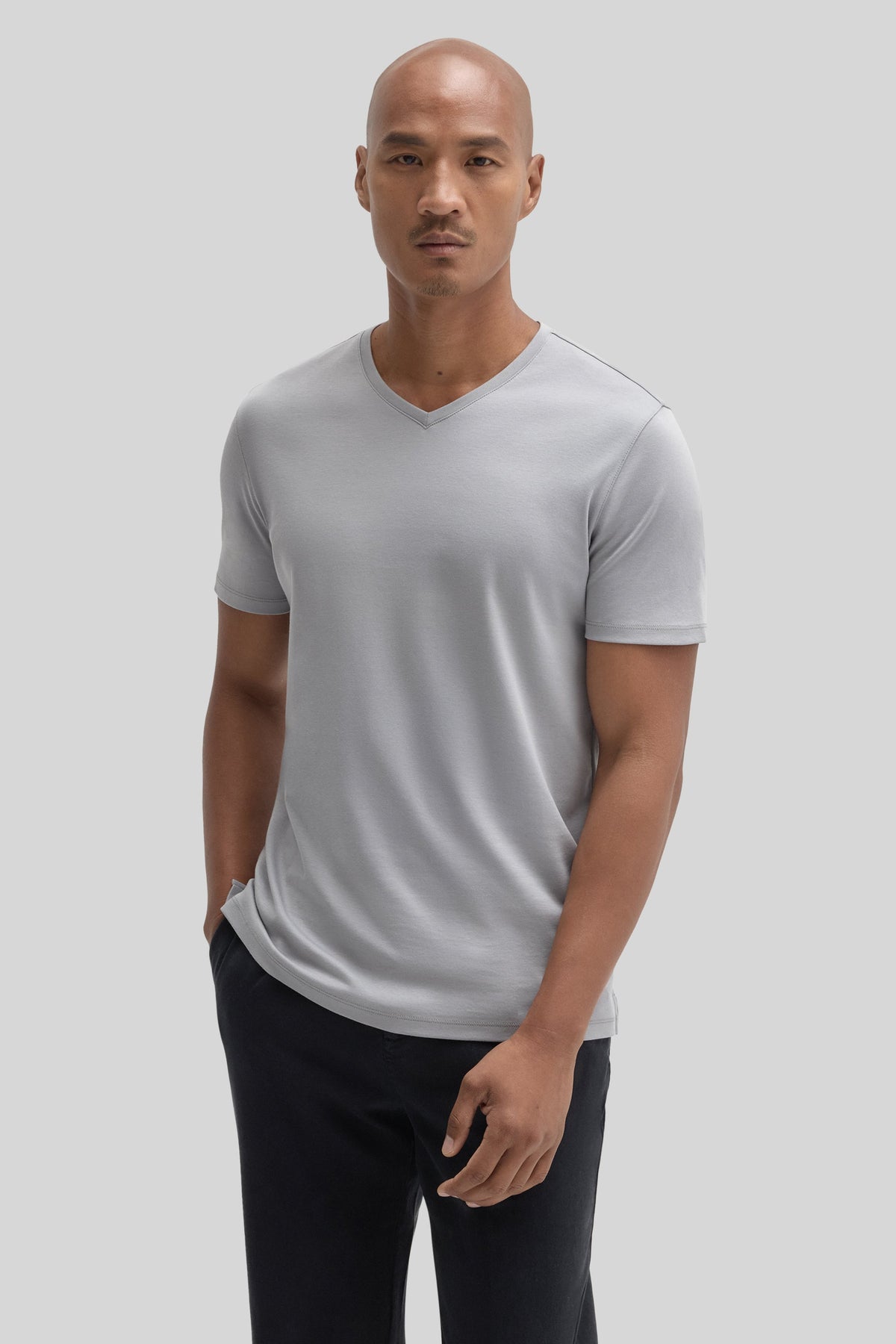 Men's Pima Cotton V-Neck T-Shirt in Monument Grey
