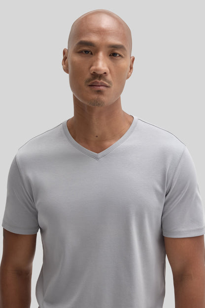 Men's Pima Cotton V-Neck T-Shirt in Monument Grey