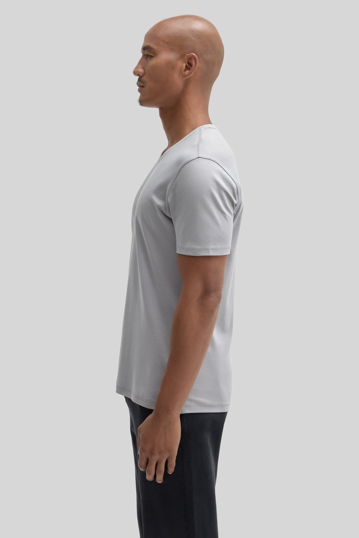 Men's Pima Cotton V-Neck T-Shirt in Monument Grey