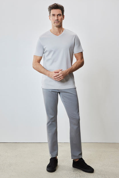 Men's Pima Cotton V-Neck T-Shirt in Chalk