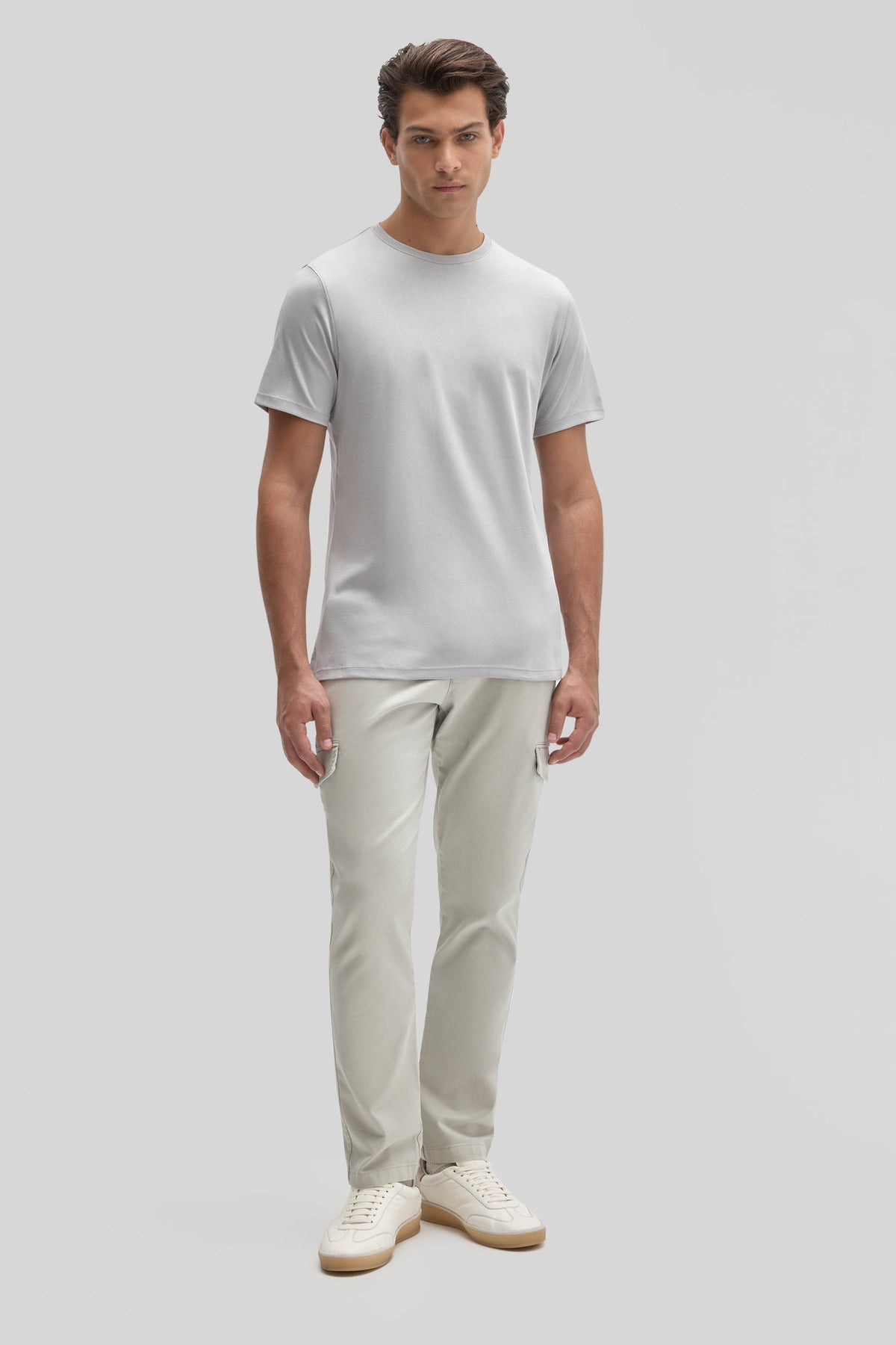 Men's Pima Cotton Crew Neck T-Shirt in Chalk Grey
