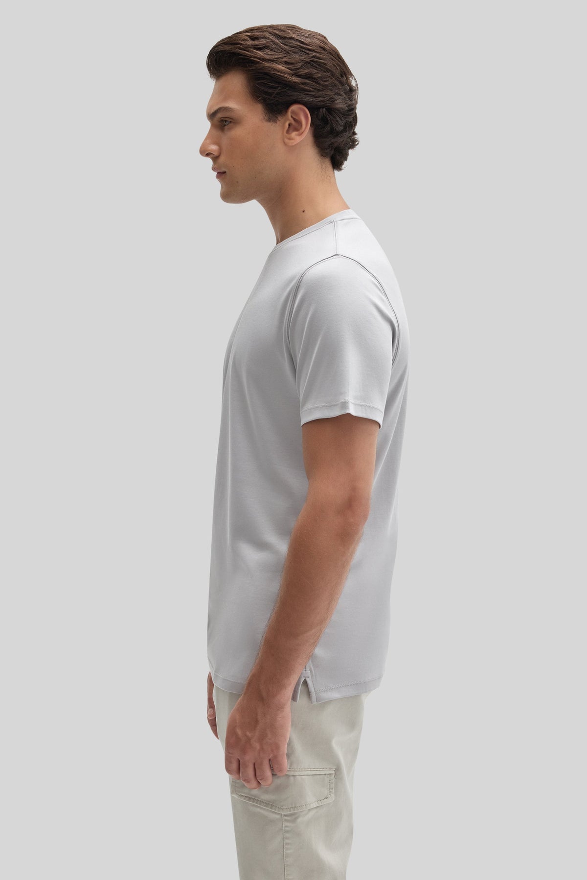 Men's Pima Cotton Crew Neck T-Shirt in Chalk Grey