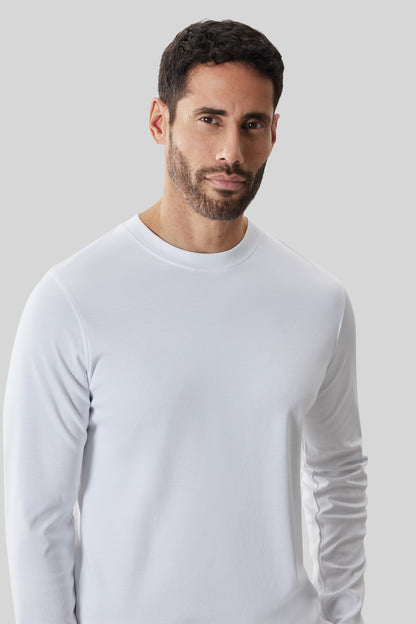 Men's Pima Cotton Long Sleeve Crew Neck T-Shirt in White