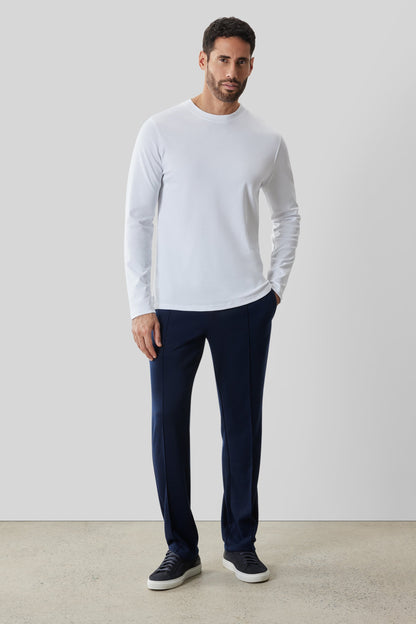 Men's Pima Cotton Long Sleeve Crew Neck T-Shirt in White