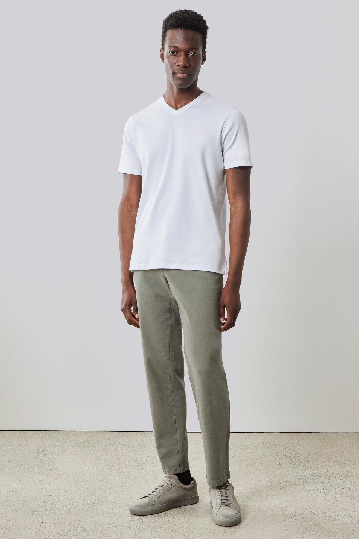 Men's Pima Cotton V-Neck T-Shirt in White