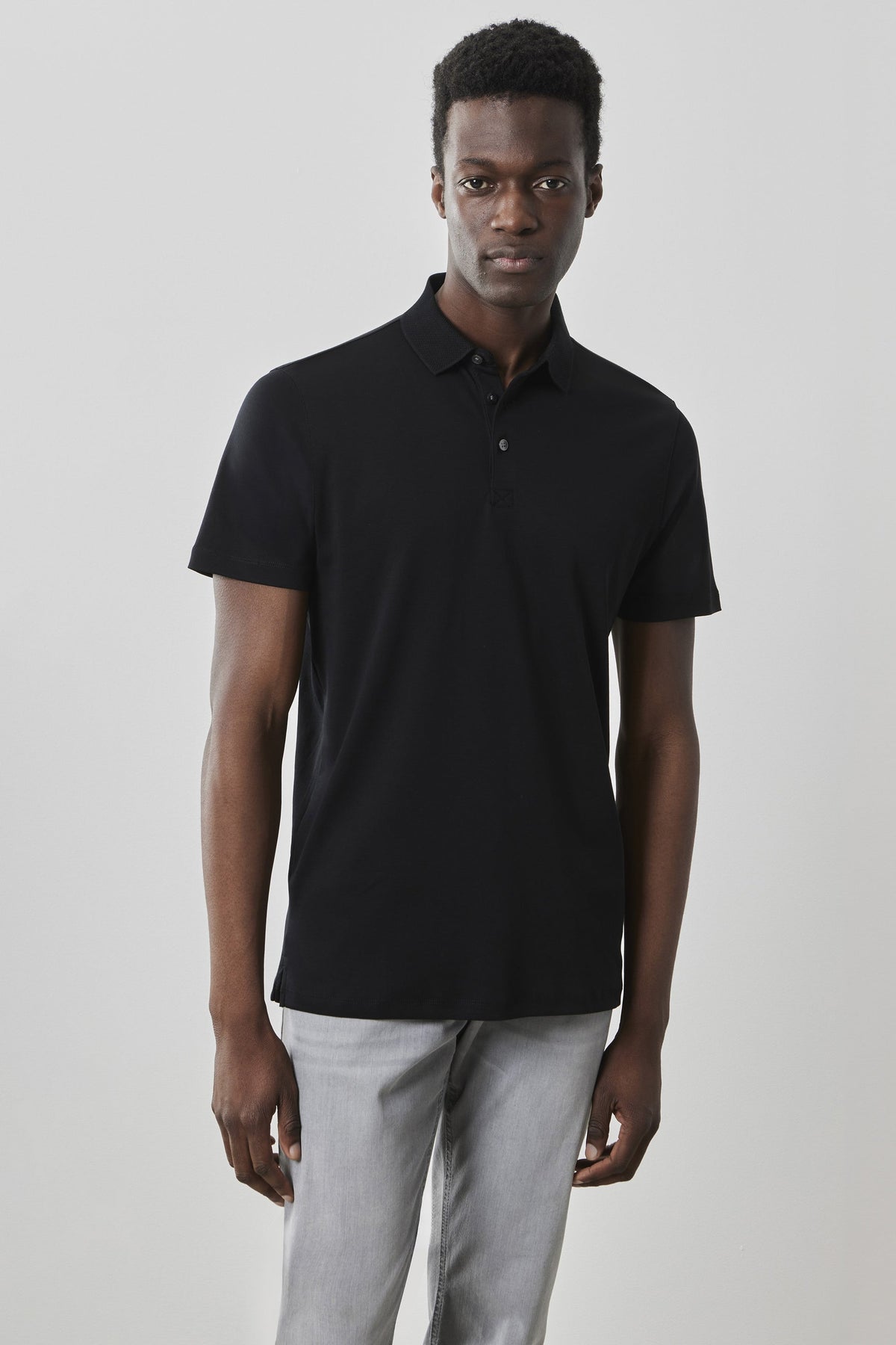 Men's 100% Pima Cotton Polo Shirt in Black from Robert Barakett
