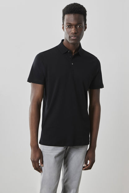 Men's 100% Pima Cotton Polo Shirt in Black from Robert Barakett