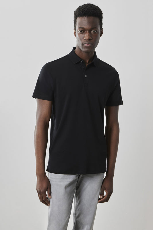 Men's 100% Pima Cotton Polo Shirt in Black from Robert Barakett