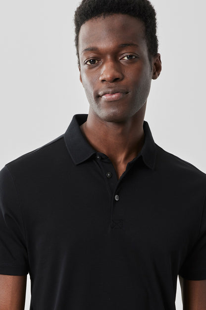 Men's 100% Pima Cotton Polo Shirt in Black from Robert Barakett