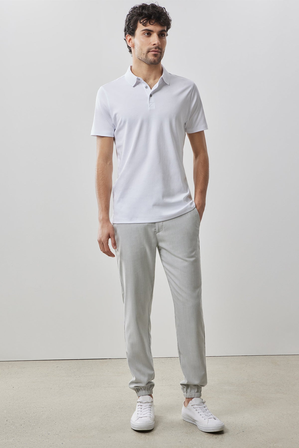Men's Pima Cotton Polo Shirt in White