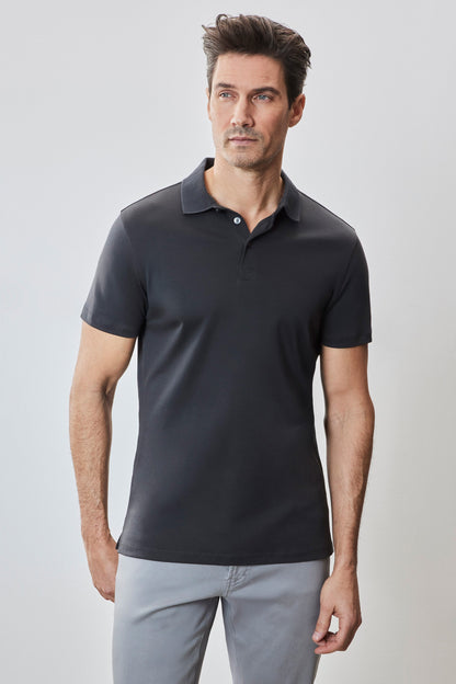 Men's Pima Cotton Polo Shirt in Charcoal