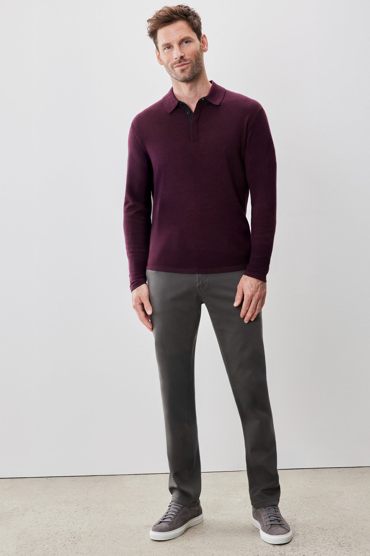 Thomas Long Sleeve Merino Sweater Polo