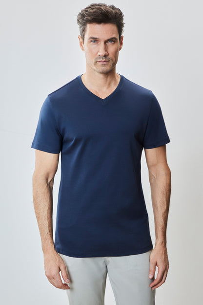 Men's Pima Cotton V-Neck T-Shirt in Navy Blue