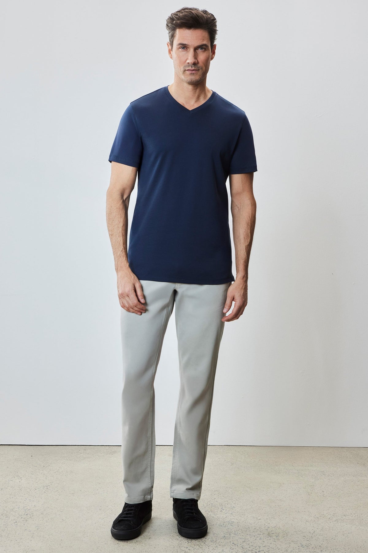 Men's Pima Cotton V-Neck T-Shirt in Navy Blue