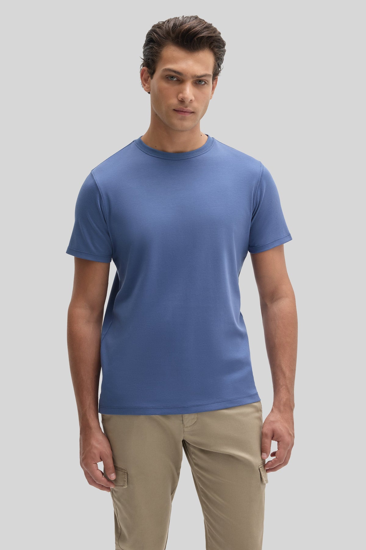 Men's Pima Cotton Crew Neck T-Shirt in Poseidon Blue