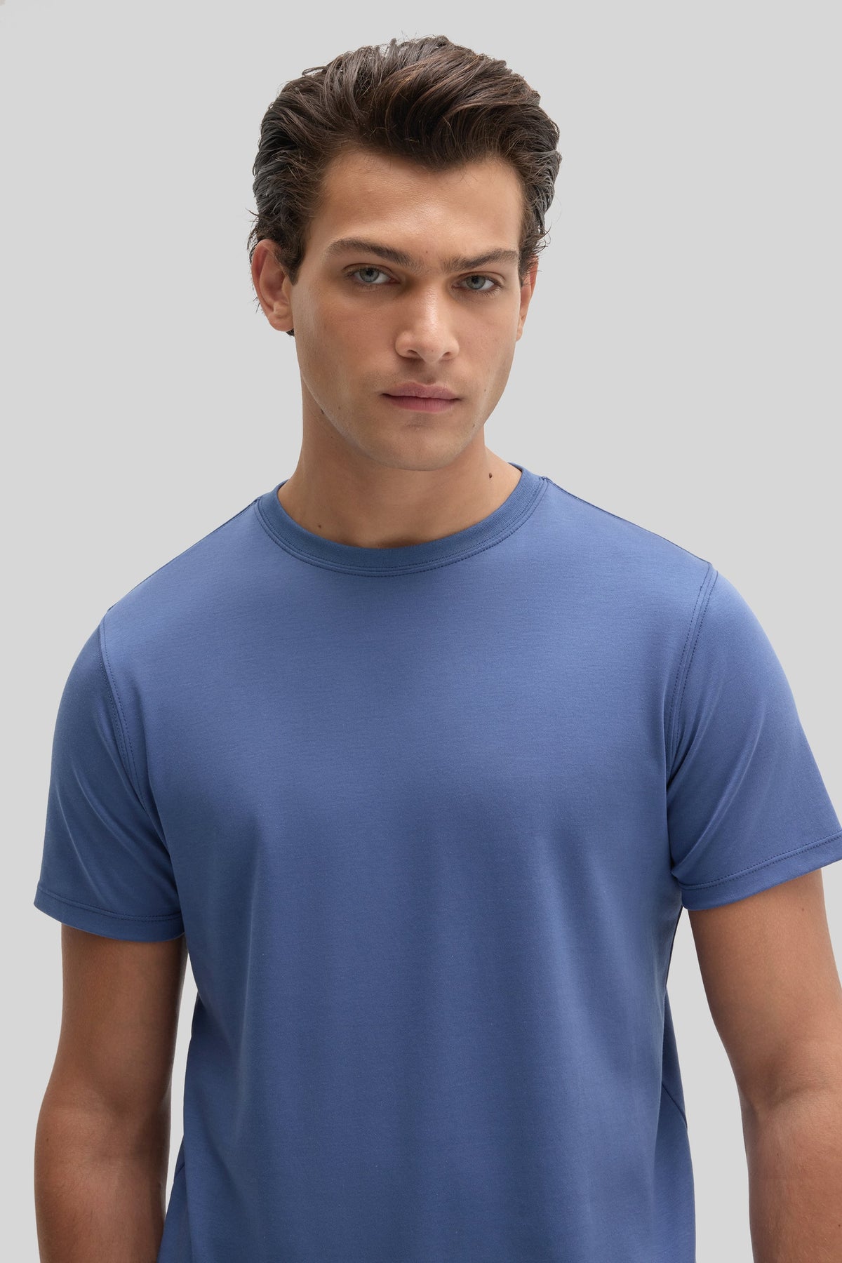 Men's Pima Cotton Crew Neck T-Shirt in Poseidon Blue