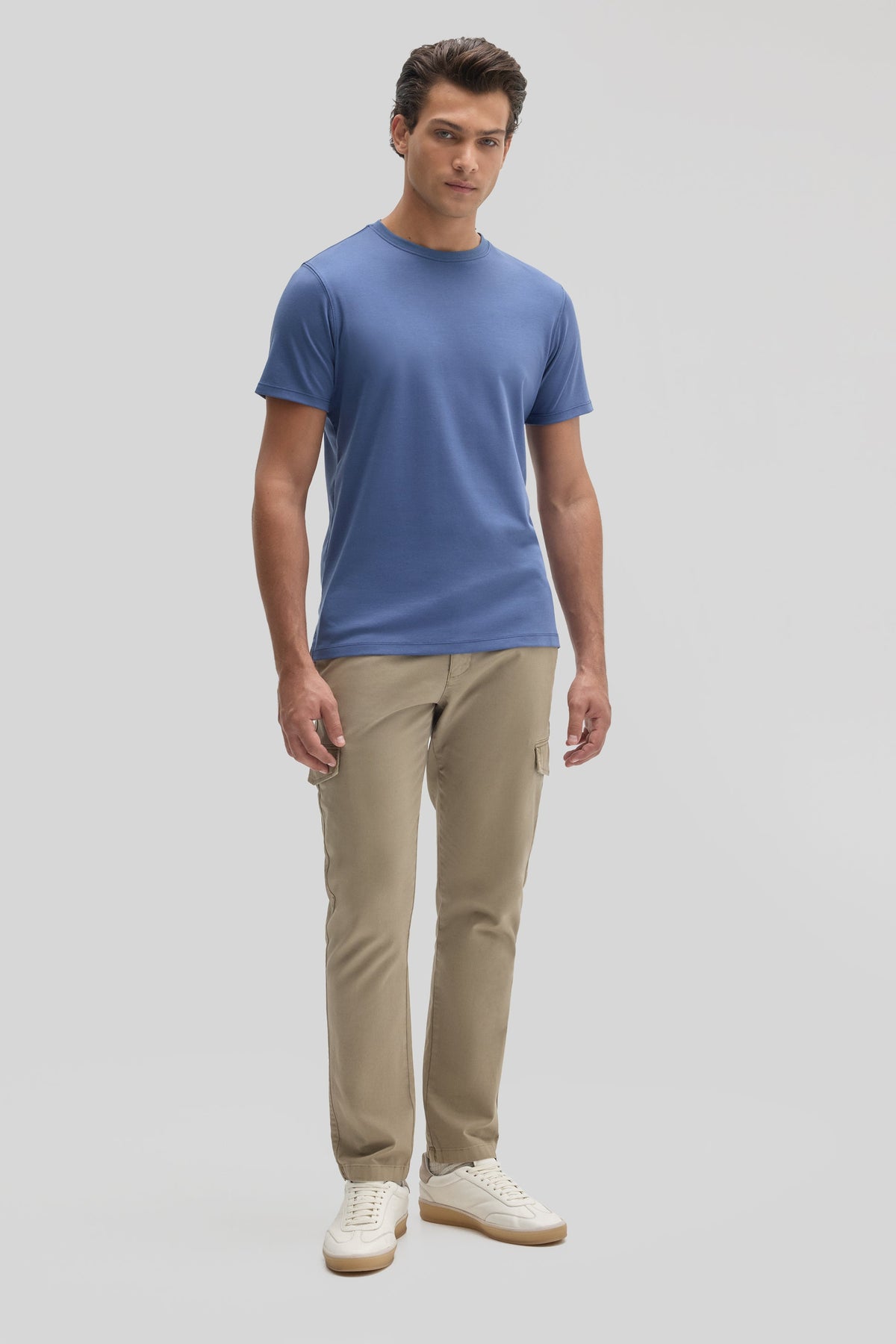 Men's Pima Cotton Crew Neck T-Shirt in Poseidon Blue