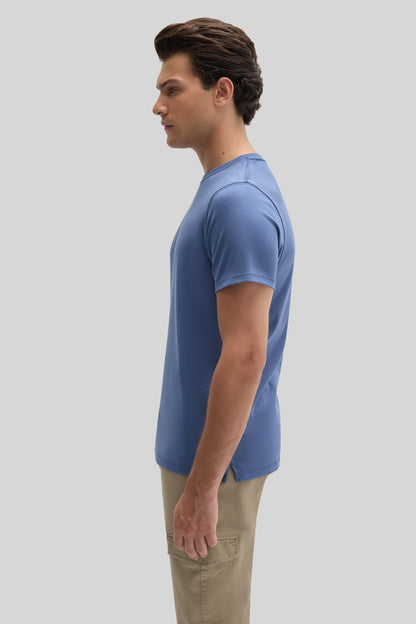 Men's Pima Cotton Crew Neck T-Shirt in Poseidon Blue