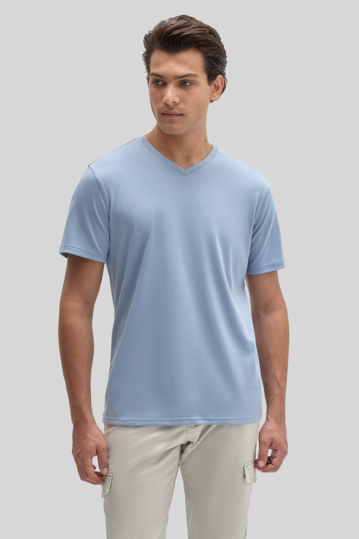 Men's Dover Blue Pima Cotton V-Neck T-Shirt