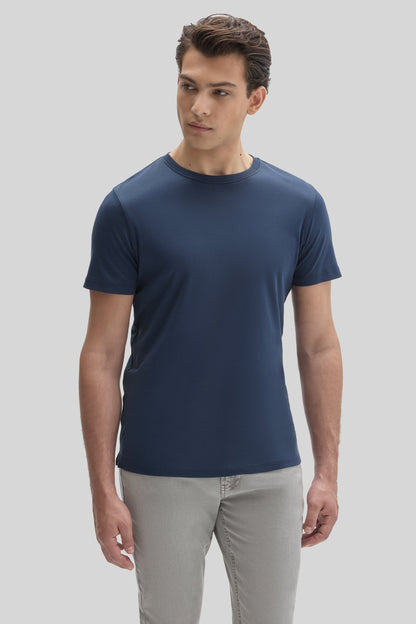 Men's Pima Cotton Crew Neck T-Shirt in Navy Blue