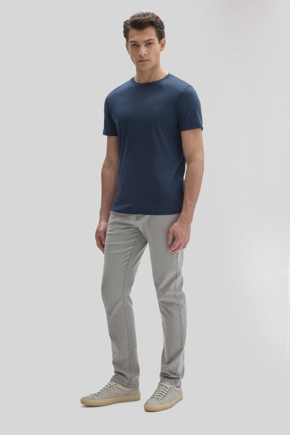 Men's Pima Cotton Crew Neck T-Shirt in Navy Blue