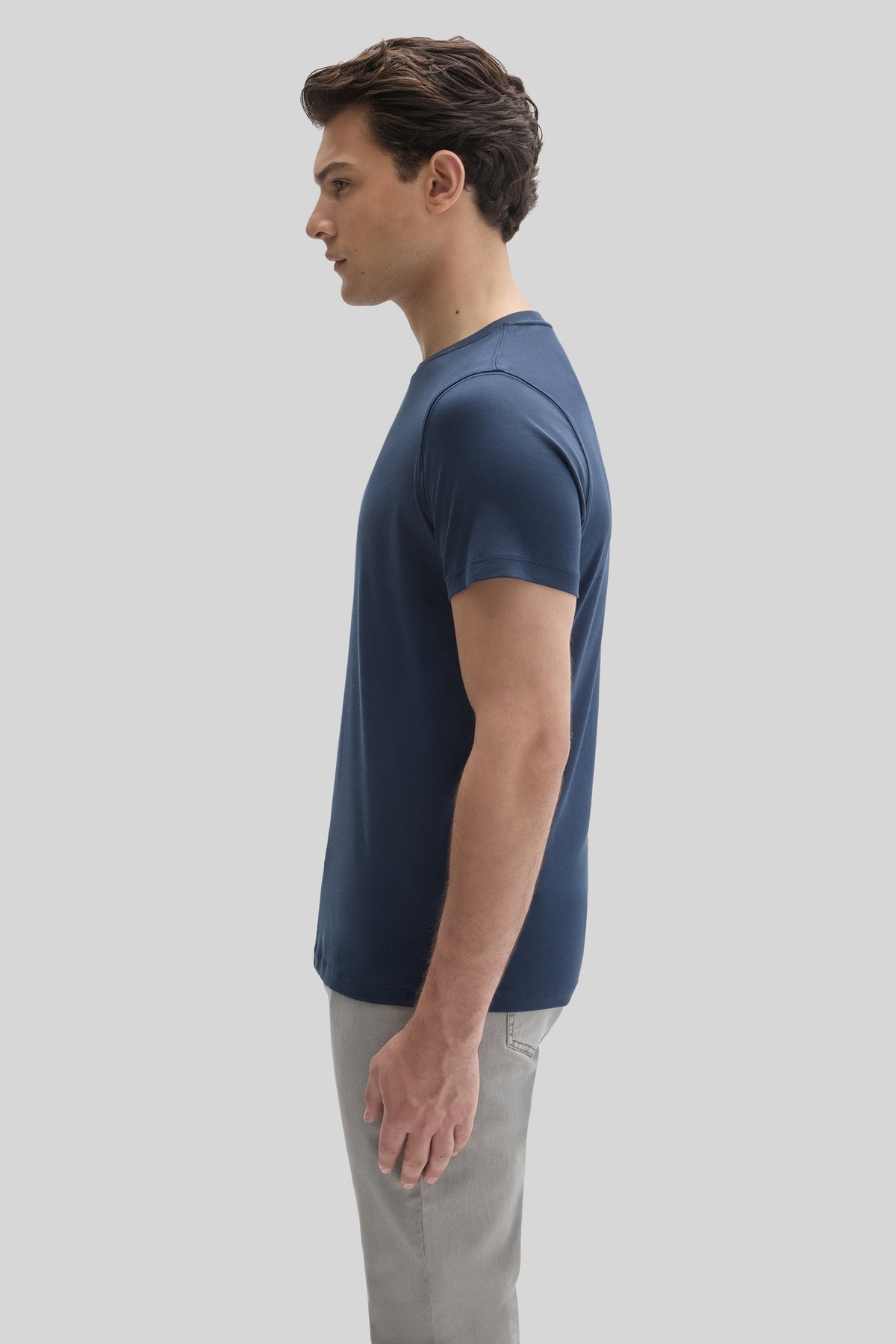 Men's Pima Cotton Crew Neck T-Shirt in Navy Blue