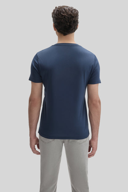 Men's Pima Cotton Crew Neck T-Shirt in Navy Blue