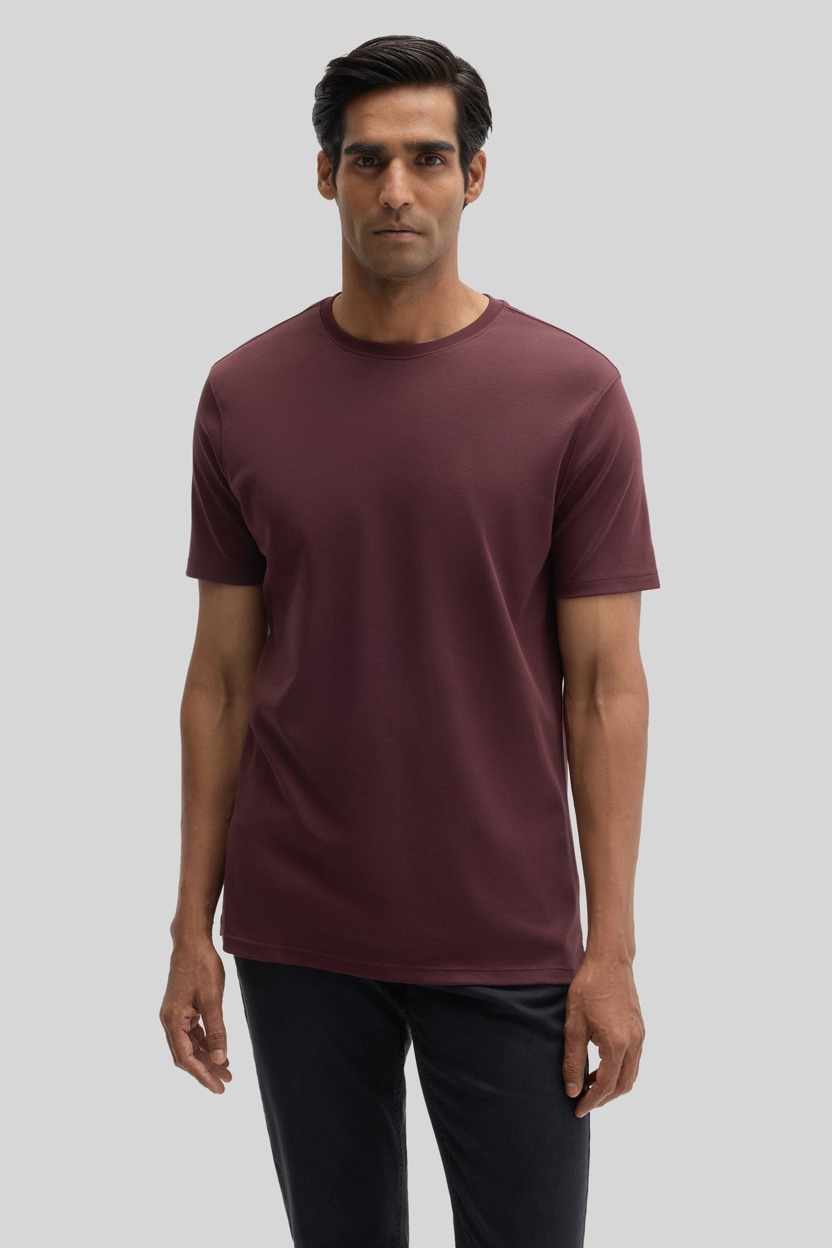 Men's Pima Cotton Crew Neck T-Shirt in Deep Bordeaux