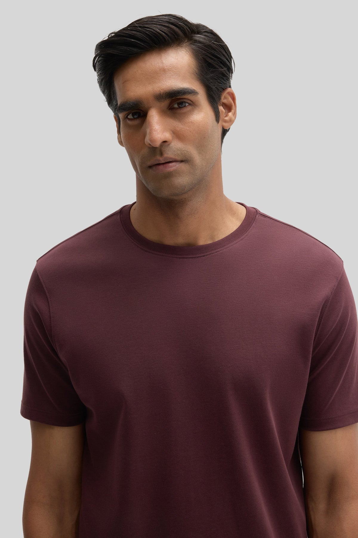 Men's Pima Cotton Crew Neck T-Shirt in Deep Bordeaux