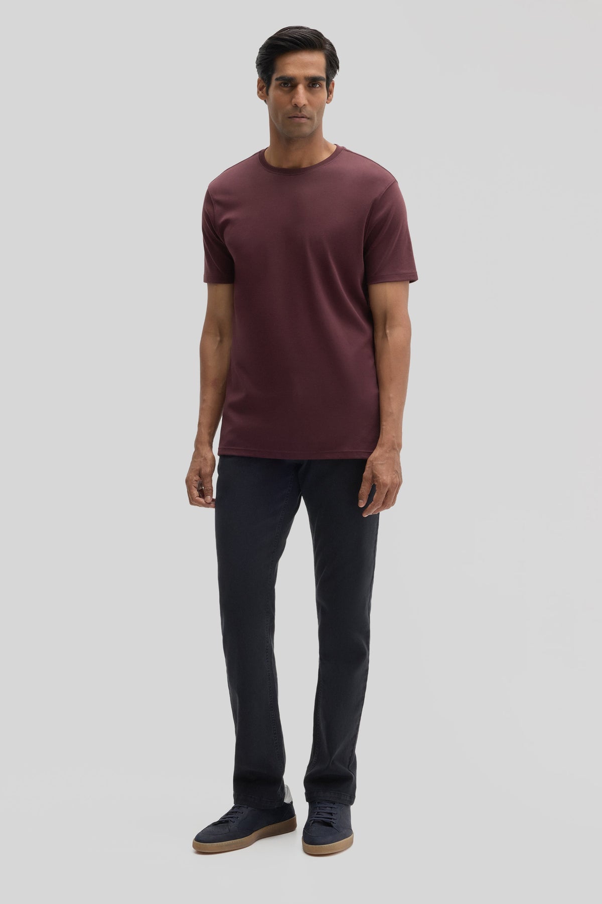 Men's Pima Cotton Crew Neck T-Shirt in Deep Bordeaux
