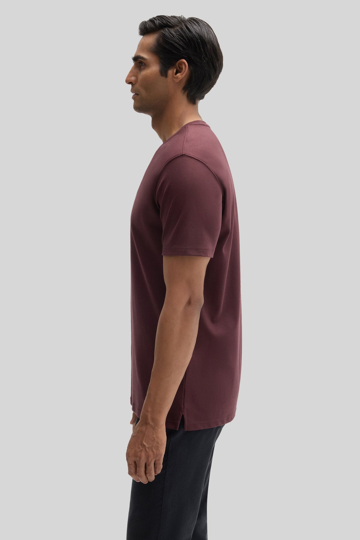 Men's Pima Cotton Crew Neck T-Shirt in Deep Bordeaux