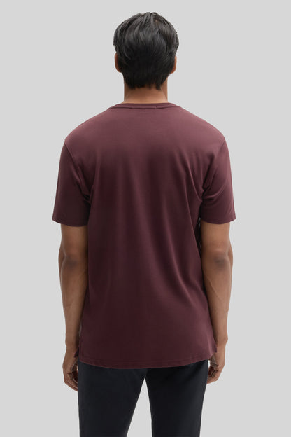 Men's Pima Cotton Crew Neck T-Shirt in Deep Bordeaux
