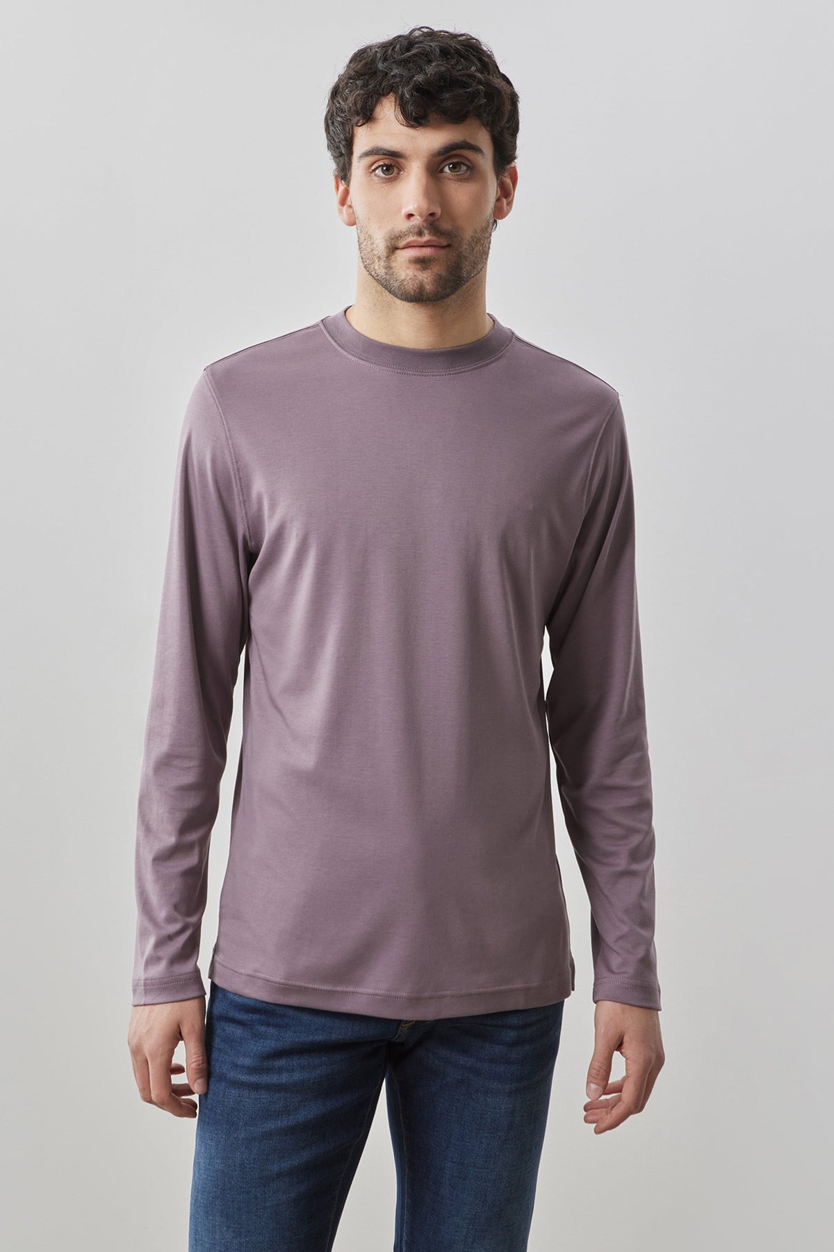 Men's Pima Cotton Long Sleeve Tee in Evening Purple